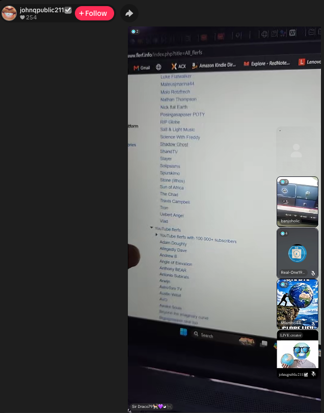 johnqpublic2115 streaming All flerfs / flerf.info live, 1 October 2026