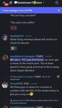 4. Tells "globe flying monkeys" to have McToon check his Discord.